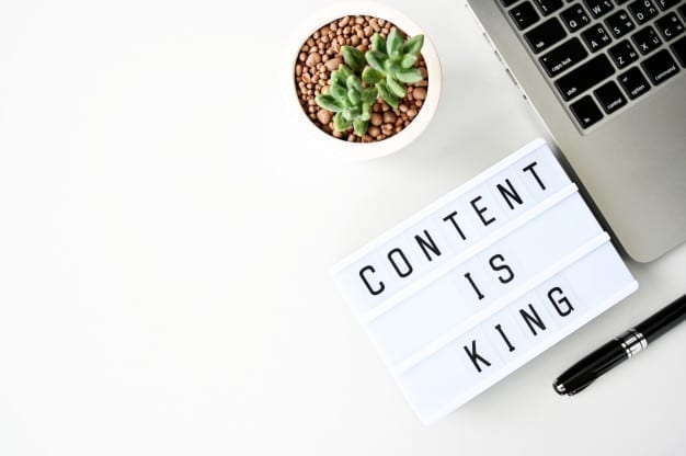 Content is king business flat lay, minimal style